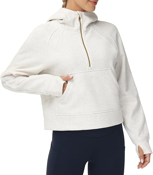 THE GYM PEOPLE Women's Half Zip Hoodies Long Sleeve Fleece Lined Crop Pullover Sweatshirts with P... | Amazon (CA)
