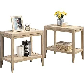 SICOTAS Rattan Nightstands Set of 2 - Boho Shelf Bedside Tables Narrow End Table Living Room Set ... | Amazon (US)