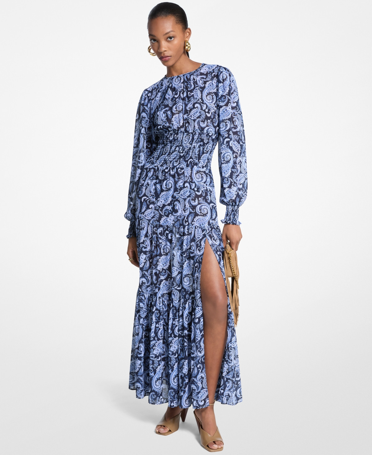 Michael Michael Kors Women's Printed Maxi Dress - French Blue | Macy's