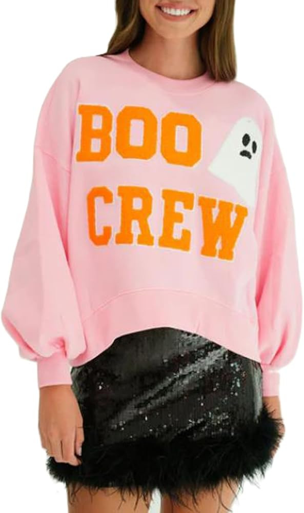 KOSUSANILL Sequin Halloween Sweatshirt for Women Sparkly Dancing Skeleton Spooky Season Ghost Cre... | Amazon (US)