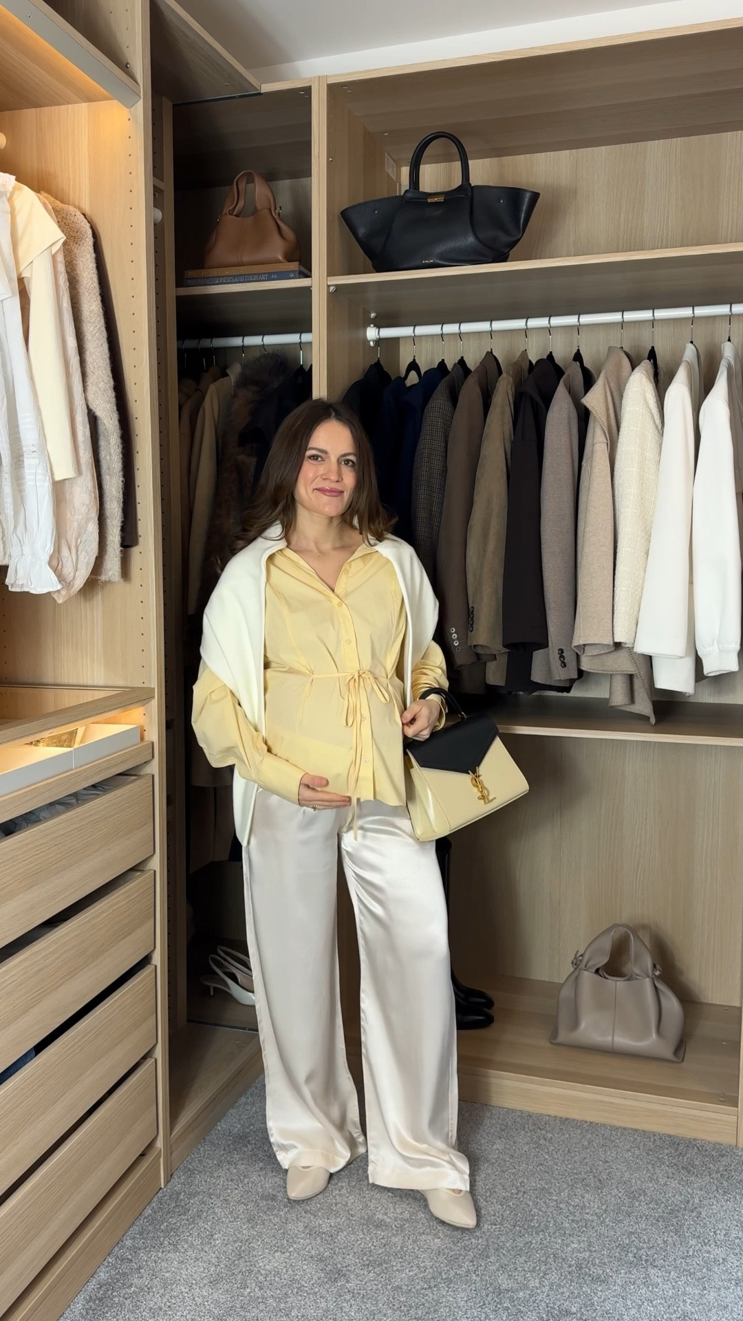 I still want outfits that feel polished and comfortable — soft layers, neutral tones, and pieces that work with the bump now and will be worn again postpartum.

#LTKuk #LTKworkwear #LTKmaternity