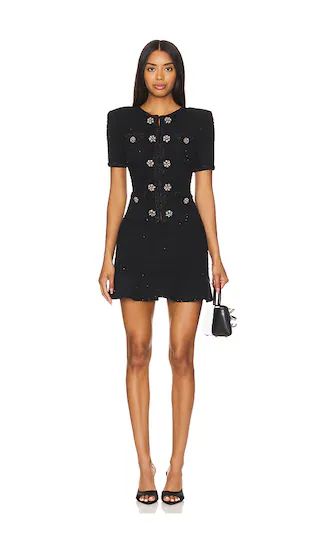 Buttoned Knit Mini Dress in Black | Revolve Clothing (Global)