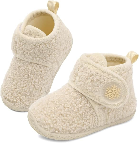 Toddler Fleece Slipper Booties Boys Girls Warm Winter House Shoes | Amazon (US)