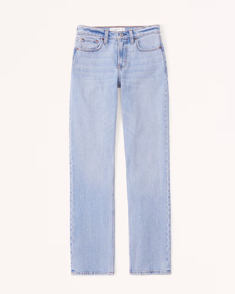 Abercrombie & Fitch Women's Mid Rise Straight Jean in Light - Size 32XL | Abercrombie & Fitch (US)