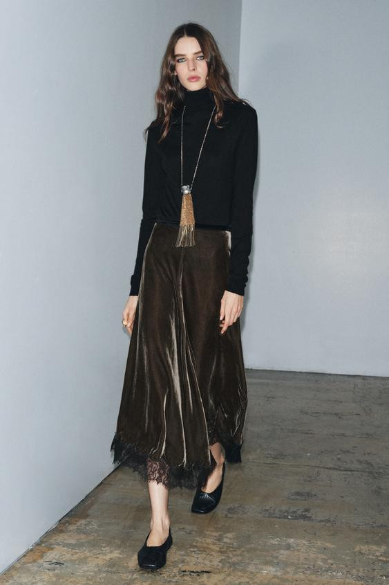 VELVET LACE SKIRT ZW COLLECTION LIMITED EDITION | Zara US