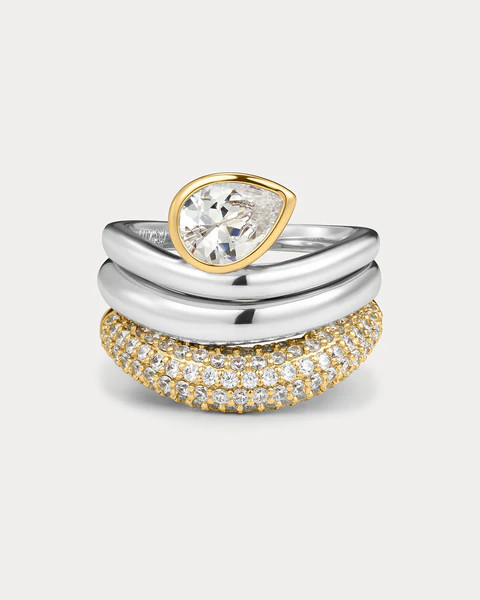 The Marais Wave Ring Set- Silver | Luv Aj Inc.