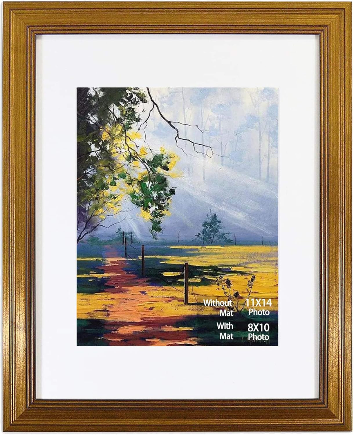 Golden State Art, 11x14 Dark Gold, Wall Hang Photo Frame. Includes a White Mat for 8x10 Picture &... | Amazon (US)