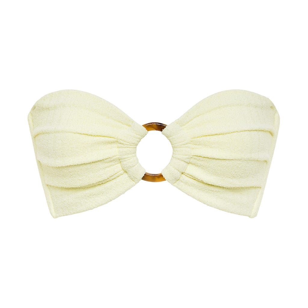 Buttercream Rib Tori Ties Bandeau Bikini Top | Montce