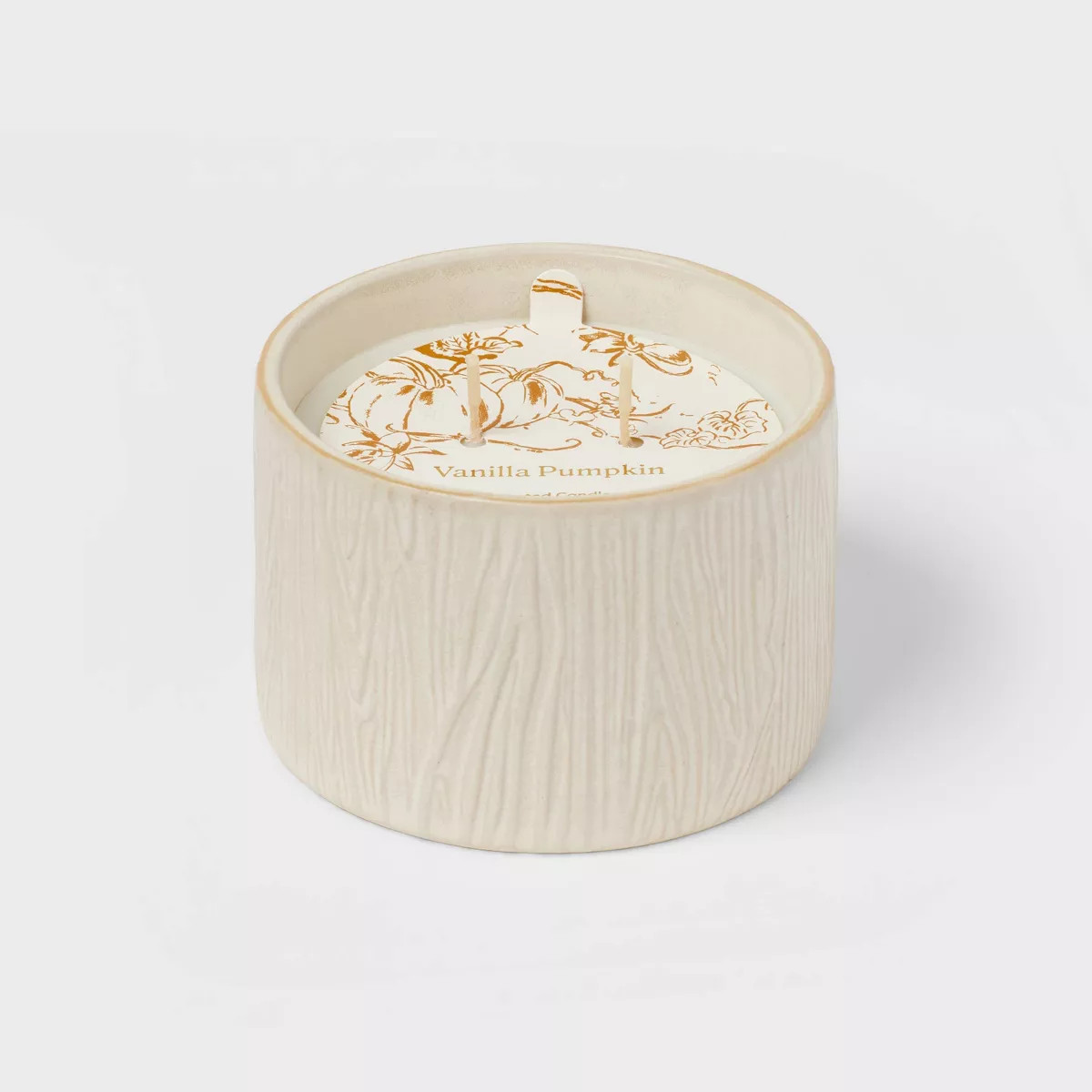 Textured Straight Side Ceramic Vanilla Pumpkin Candle White - Threshold™ | Target