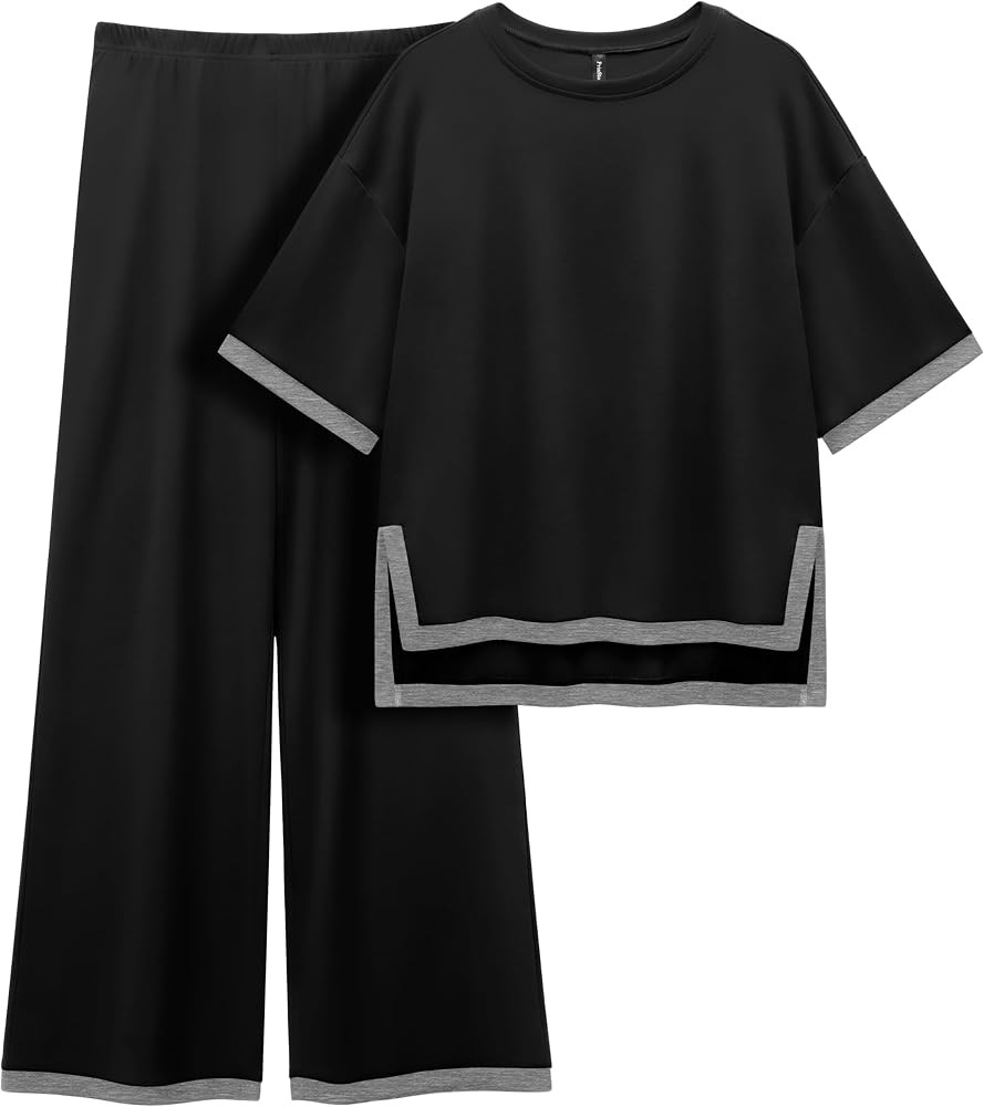 PrinStory 2 Piece Lounge Sets for Women Cotton Pajama Sets Summer Outfit Tracksuits Loungewear Wi... | Amazon (US)
