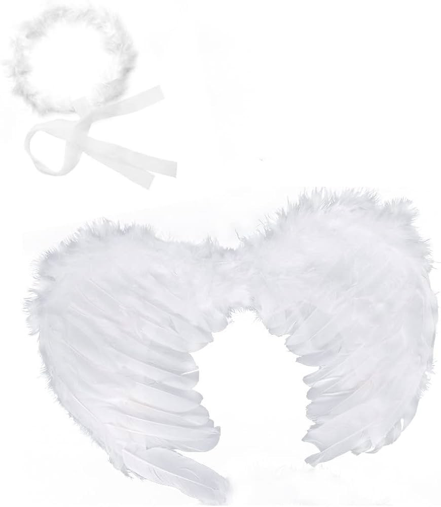 RUIZSH Angel Feather Wings and Halo Headband for Cosplay Party Costumes | Amazon (US)