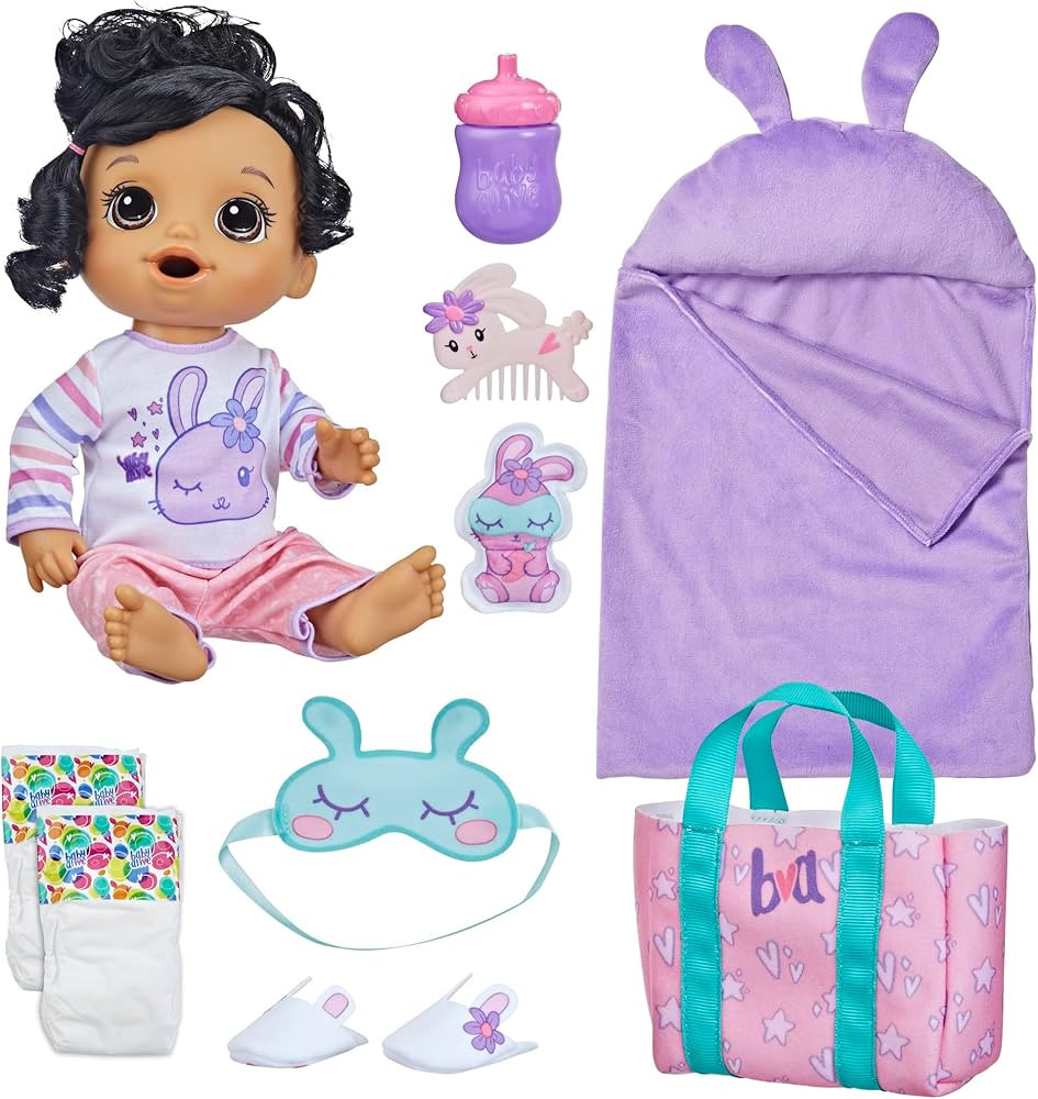 Baby Alive Bunny Sleepover Baby Doll, Bedtime-Themed 12-Inch Dolls, Sleeping Bag & Bunny-Themed D... | Amazon (US)