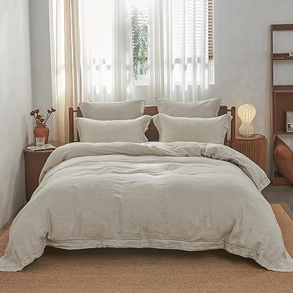 Simple&Opulence 100% Linen Duvet Cover Set with Stone Washed,Solid Embroidery 3 Pieces Bedding in... | Amazon (UK)