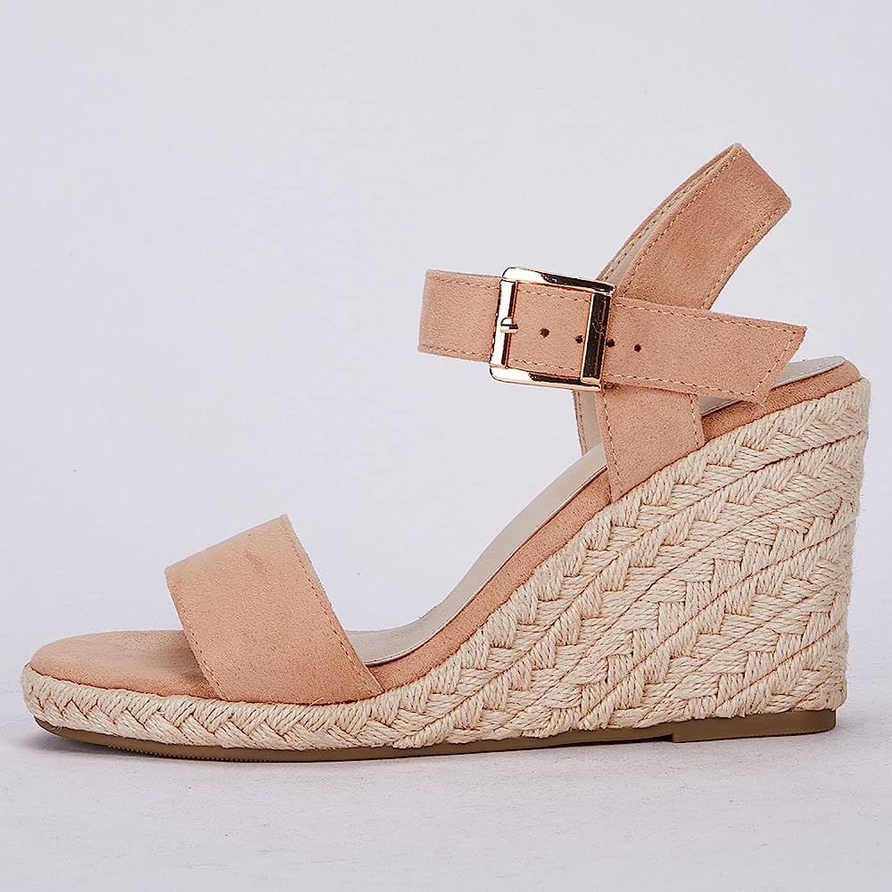 VETASTE Womens Espadrilles Wedge Sandals Platform Dressy Summer Low heel Open Toe Shoes | Amazon (US)
