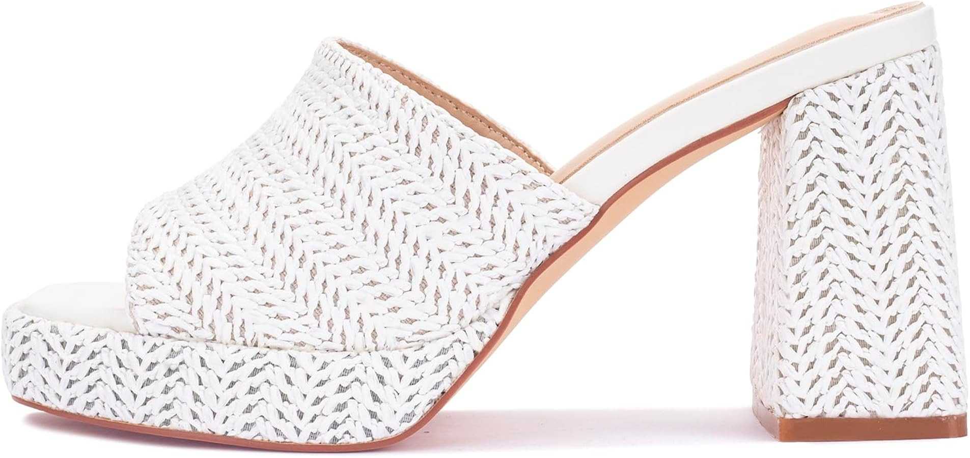 Monrovia Womens Sandals Heels for Women Slide On Block Chunky Platform High Heels Open Toe Raffia... | Amazon (US)