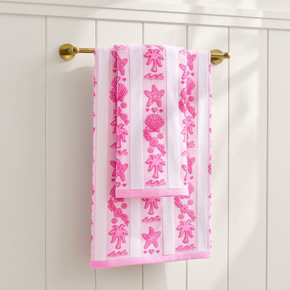 Pink Palm Puff Bath Towel