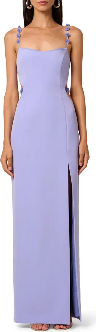 Emma Floral Strap Crepe Gown | Nordstrom