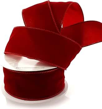 2.5" Wired Suede Velvet Ribbon – Soft Velvet Fabric with Wired Edges for Bows, Holiday Wreaths,... | Amazon (US)