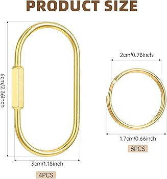 4 Pcs Brass Screw Lock Keychain with 8 Rings Gold Screw Lock Clip Keychain Anti-Slip Brass Keycha... | Amazon (US)