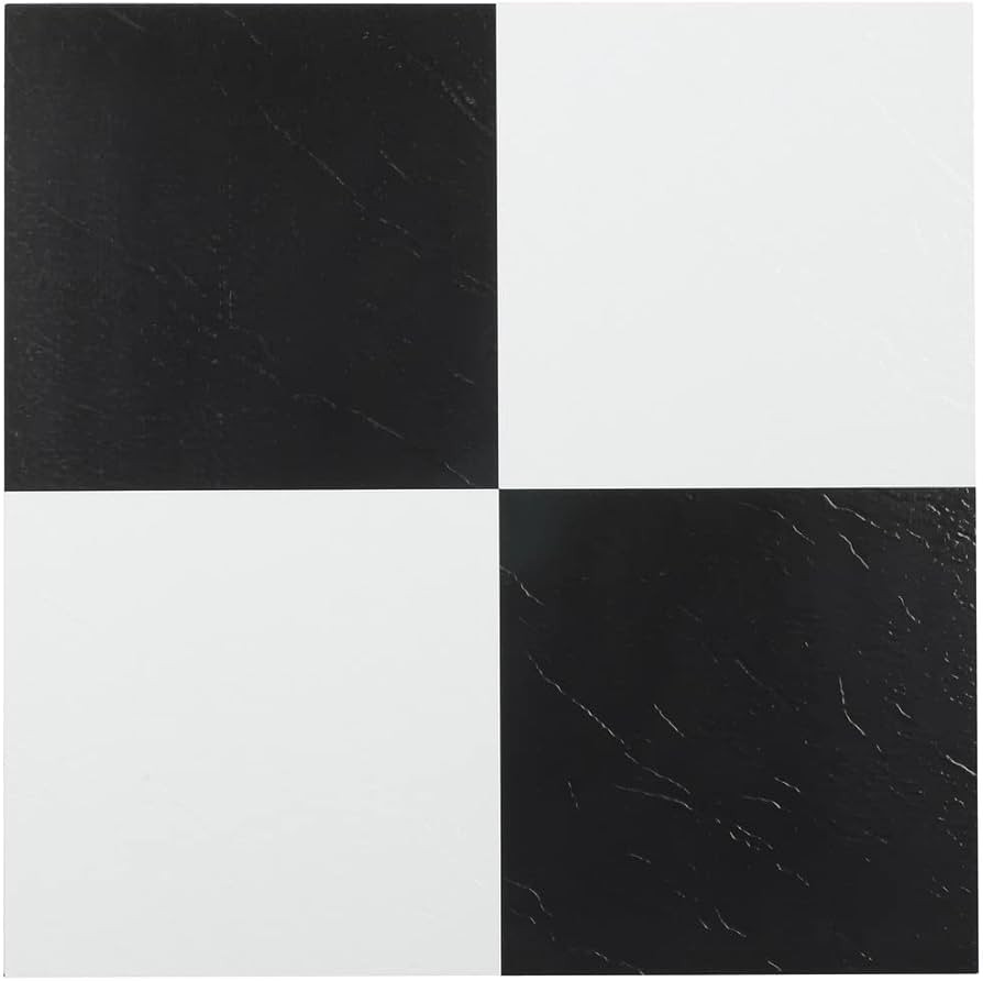 Tivoli Self Adhesive Vinyl Floor Tiles, 45 Tiles - 12" x 12", Black & White - Peel & Stick, DIY F... | Amazon (US)