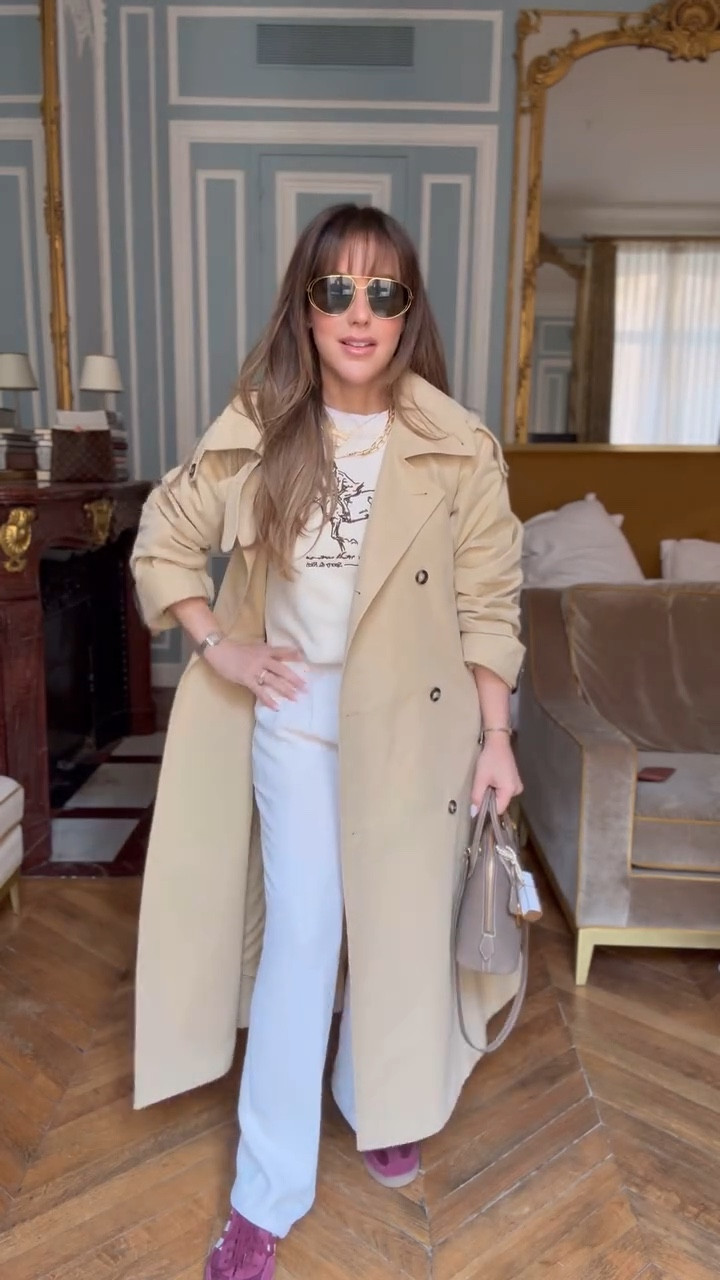 What I wore in Paris today, Day 3 & the pants I’m obsessed with that you need in multiple colors. 

**Pants are the color “light birch” in the crepette fabric, and I take the “curve fit” for a little extra room. Go one size up. 

#ootd #aritzia #trenchcoat #sportyandrich #spring #trousers 

#LTKWatchNow #LTKPetite #LTKTravel