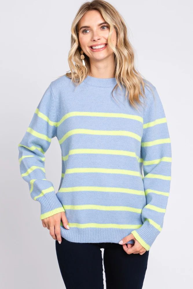 Light Blue Neon Striped Sweater | PinkBlush Maternity