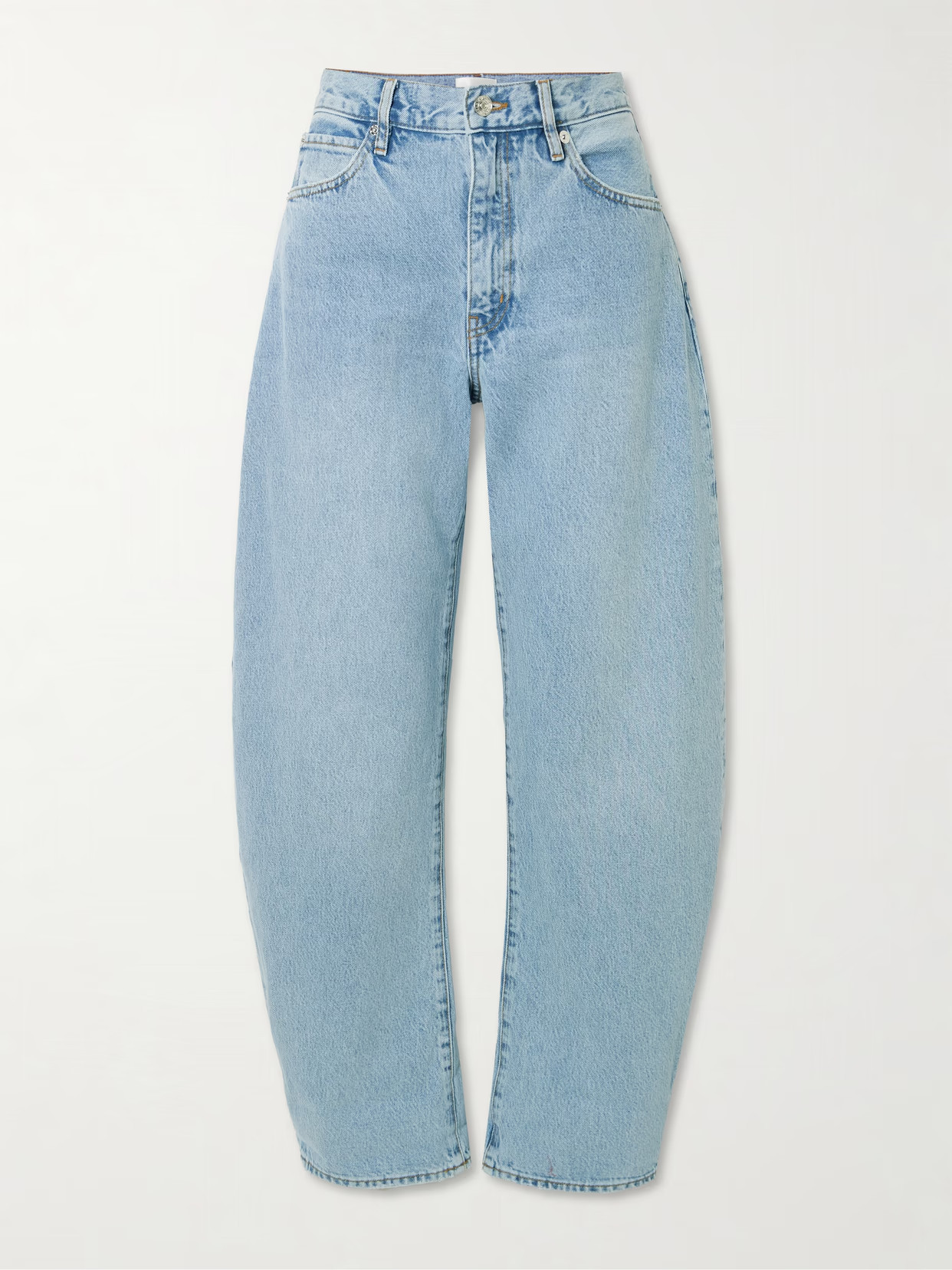 FRAME - The Bubble High-rise Barrel-leg Jeans - Light denim | NET-A-PORTER (UK & EU)