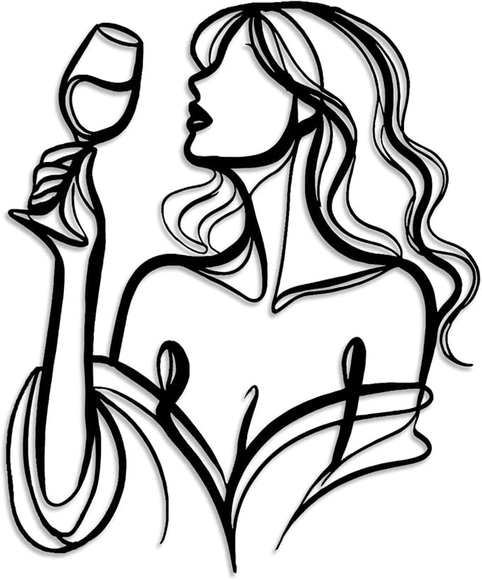 LIYOUYA Drinking Woman Metal Wall Decor - Wine Art Decor Simple Black Wall Art Home Decor for Liv... | Amazon (US)