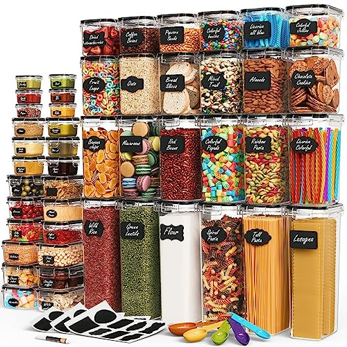 Chef's Path 96-Pack (48 containers + 48 lids) Airtight Food Storage Containers with Lids for Kitchen Essentials & Pantry Organization - Ideal for Cereal, Dry Food, Flour & Sugar Storage - BPA-Free | Amazon (US)