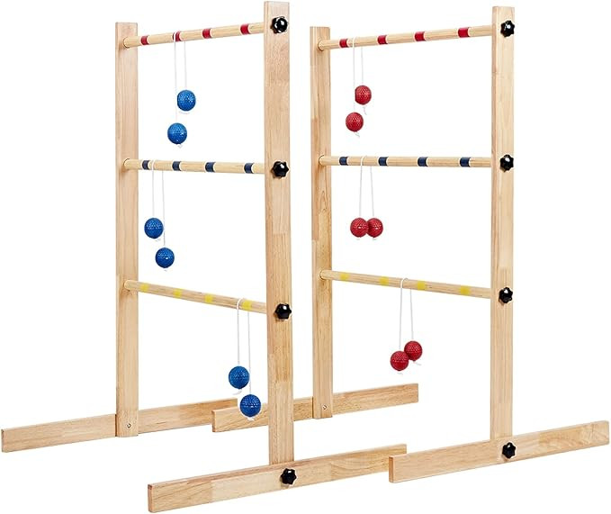 ApudArmis Ladder Toss Game Set, 35x26In Pine Wooden Golf Ladder Lawn Game with 6 Bolos Balls and ... | Amazon (US)