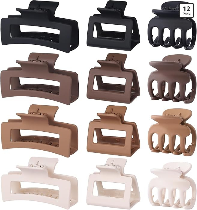 SMKSL 12 Pcs Hair Clips for Women 3 Styles Small Medium Large Claw Clips for Thin Thick Curly Hai... | Amazon (US)