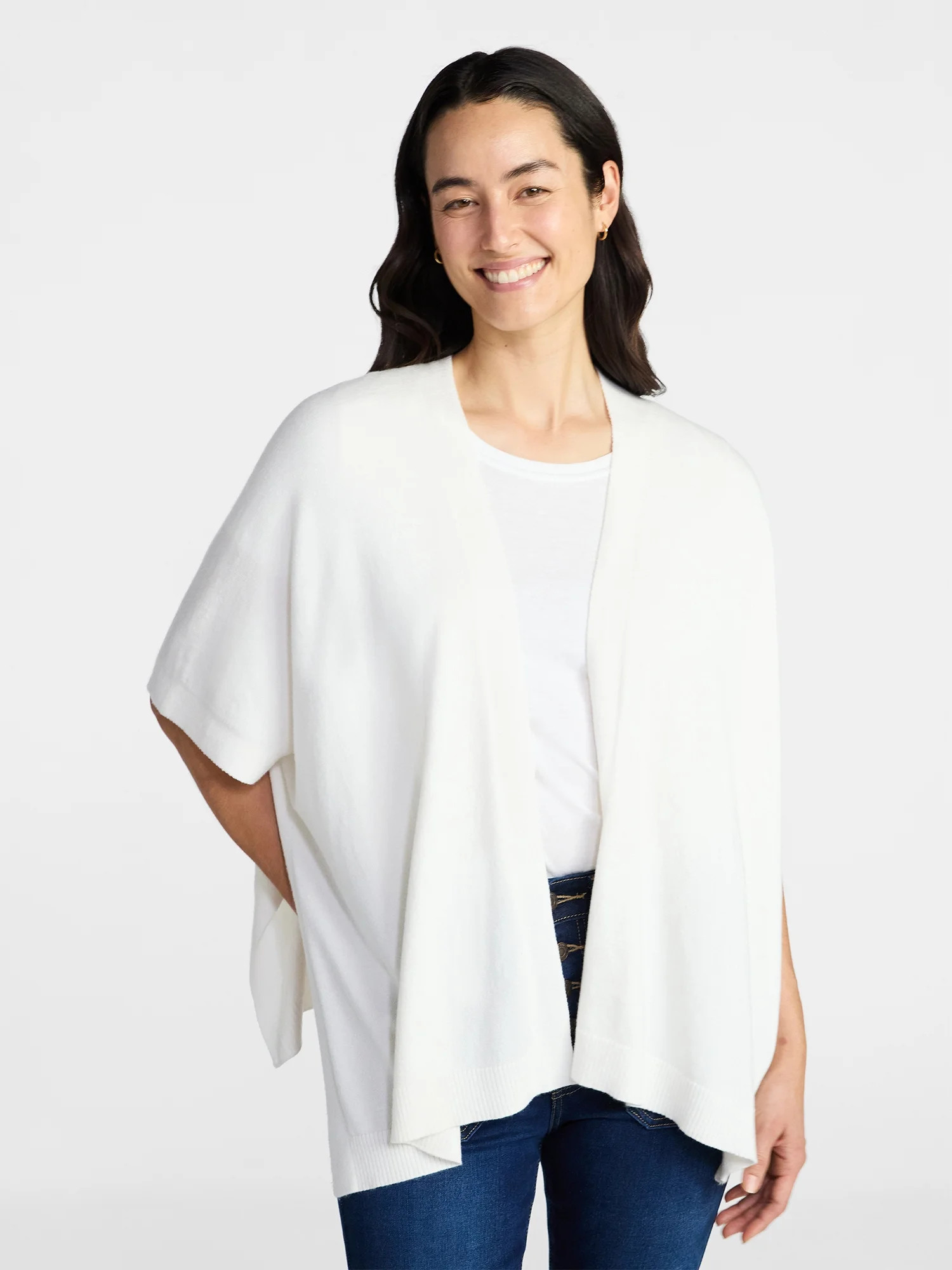 Time and Tru Women's and Women’s Plus Open Front Knit Wrap. Lightweight, Sizes S/M-2XL/3XL | Walmart (US)