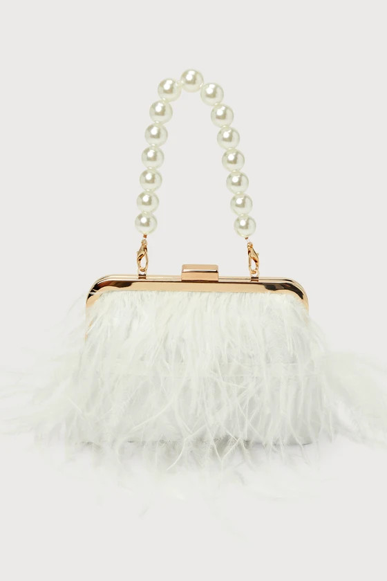 Loveliest Addition Ivory Satin Feather Clutch | Lulus (US)