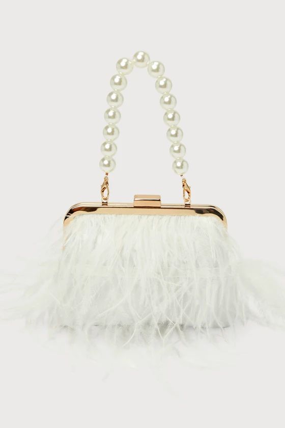 Loveliest Addition Ivory Satin Feather Clutch | Lulus