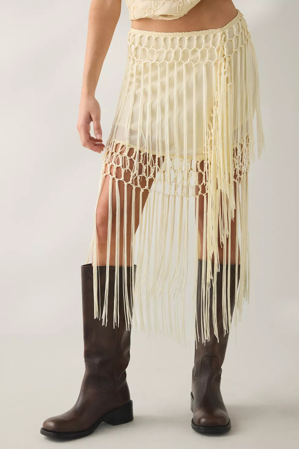 Kimchi Blue Mystic Fringe Asymmetric Midi Skirt | Urban Outfitters (US and RoW)