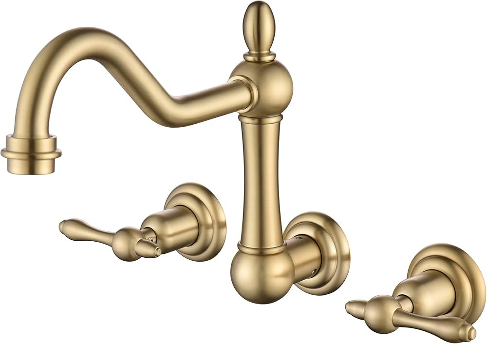 sumerain Vintage Wall Mount Tub Faucet, 8 Inches Center 3 Hole Bathtub Filler Brushed Gold | Amazon (US)