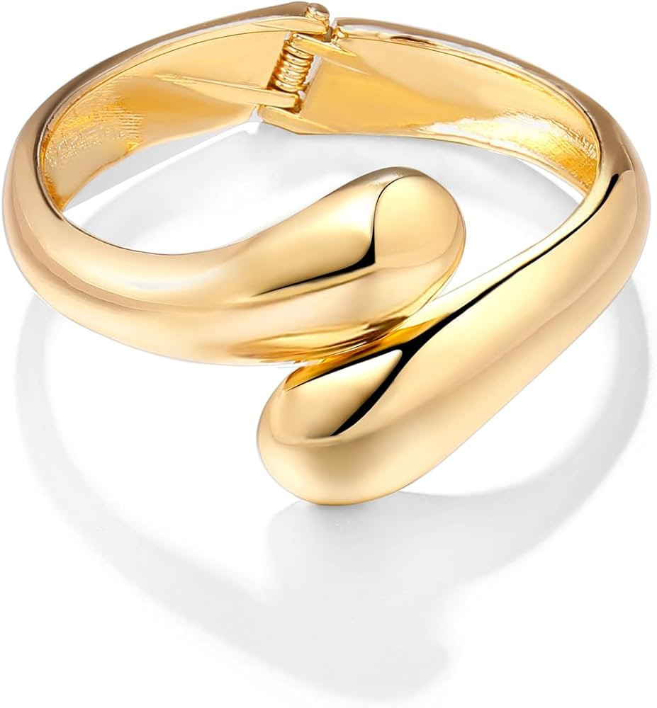 Joya Love Chunky Gold Cuff Bangle Bracelets For Women Statement Minimalist Thick Gold Hinge Wrist... | Amazon (US)