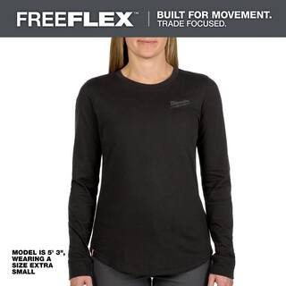 Women's X-Small Black FREEFLEX Long Sleeve Hybrid Work T-Shirt | The Home Depot