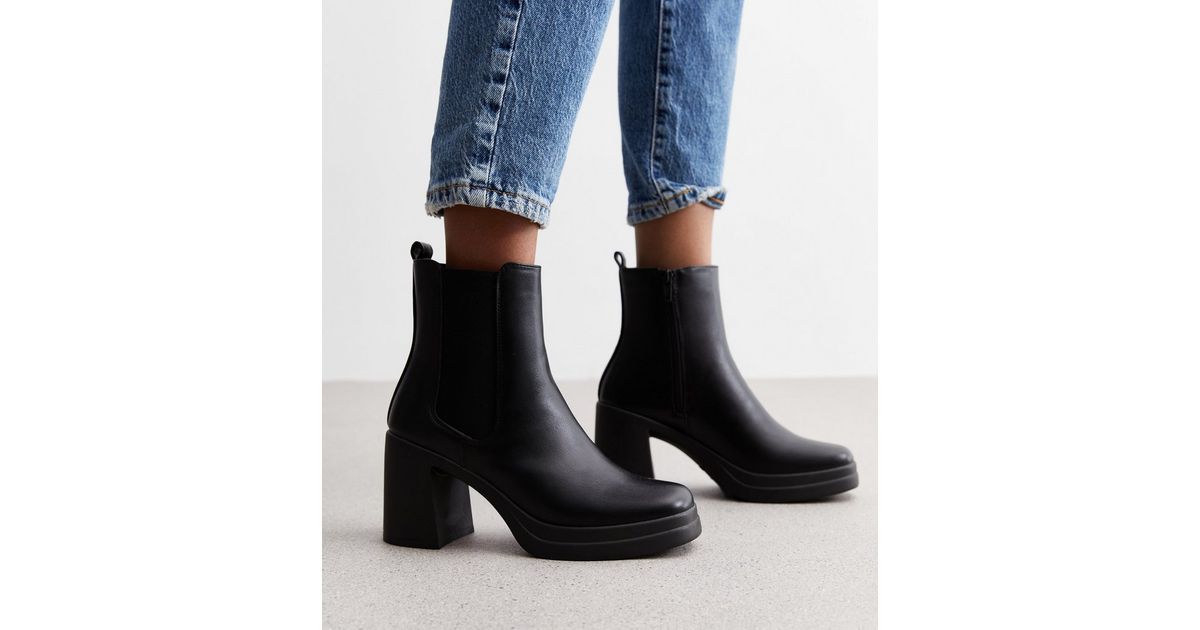 Black Chunky Block Heel Ankle Boots | New Look | New Look (UK)