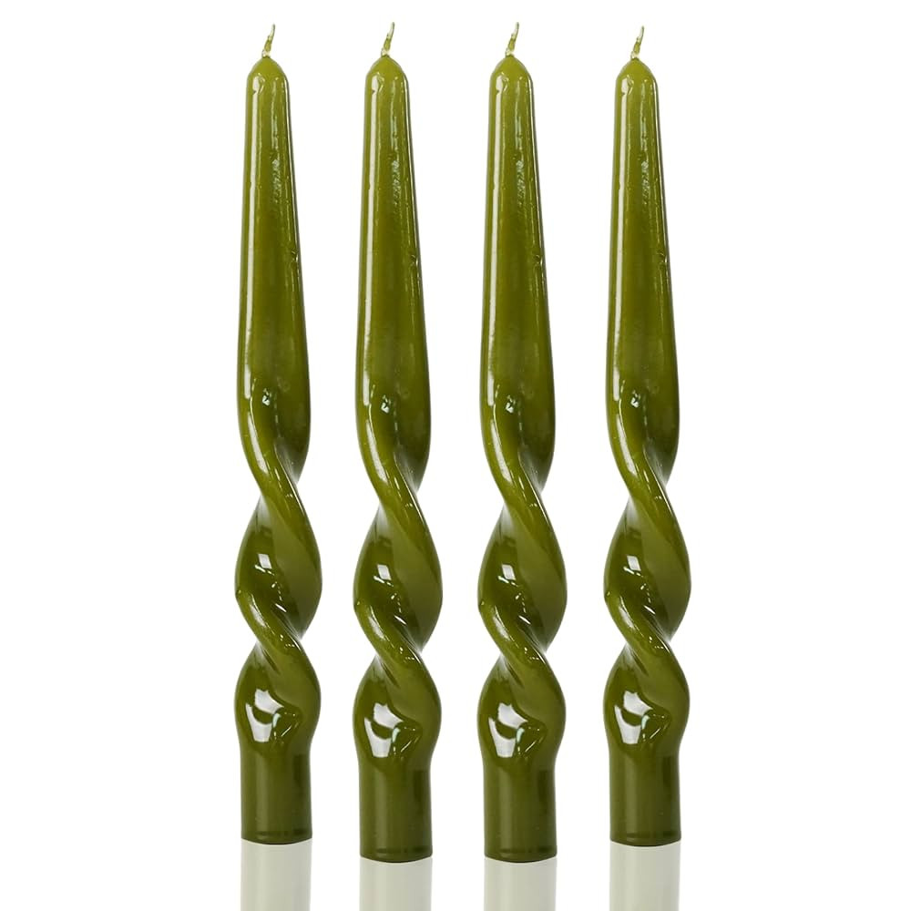 MAITREYA Olive Spiral Taper Candles Conical Stick Candles Taper Candles-Set of 4 for Decoration W... | Amazon (US)