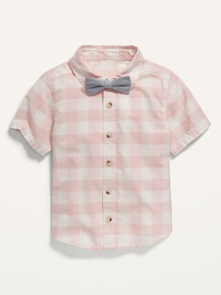 Short-Sleeve Gingham Shirt & Bow-Tie Set for Toddler Boys | Old Navy (US)