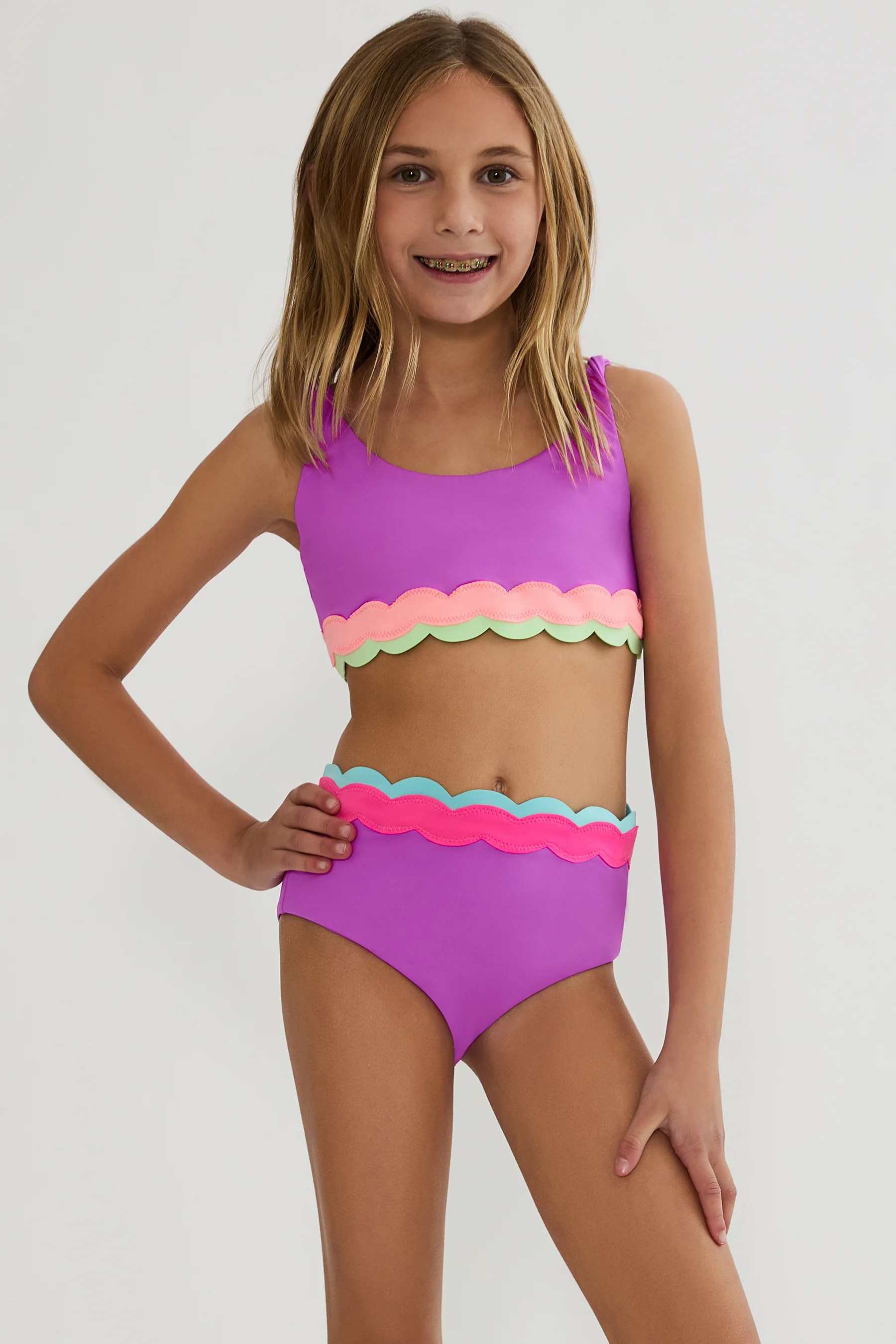 Little Marin & Harriet Set Radiant Wave Colorblock | Girls Swimsuit Set | Beach Riot | Beach Riot