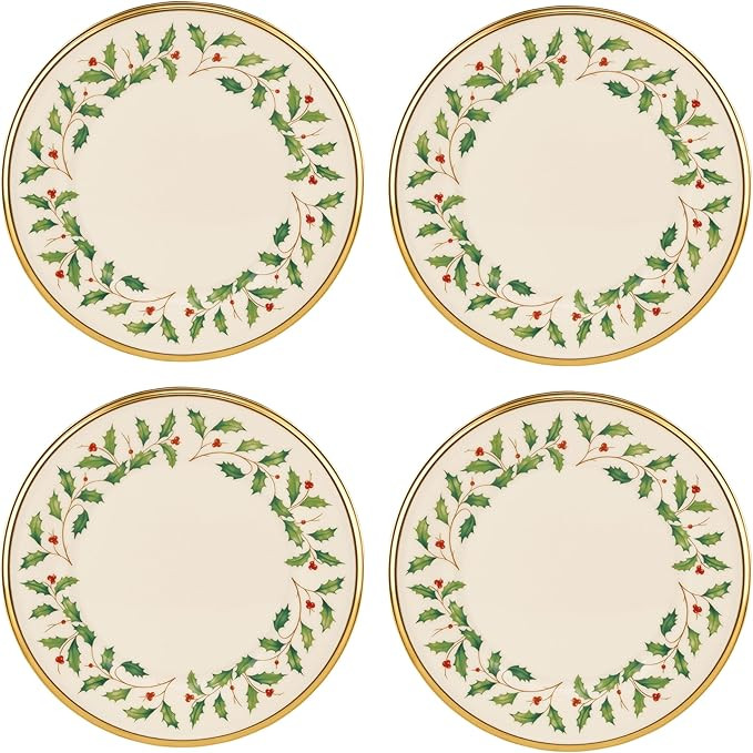 Lenox 897083 Holiday Dinnerware Salad Plates, Set of 4, Red & Green, Christmas, Hosting | Amazon (US)