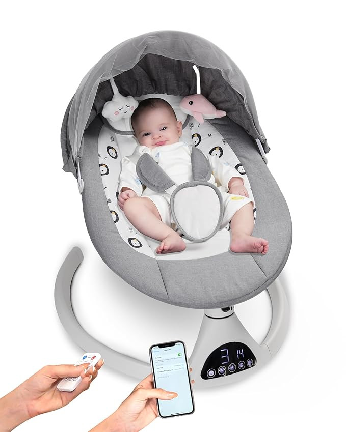 Baby Swing for Infants to Toddler Portable Babies Swing Timing Function 5 Swing Speeds Bluetooth ... | Amazon (US)