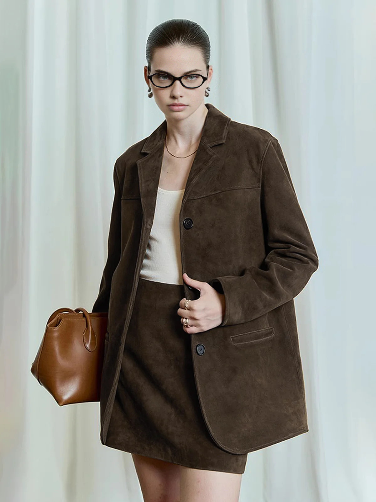 Essential Button Suede Blazer | Commense