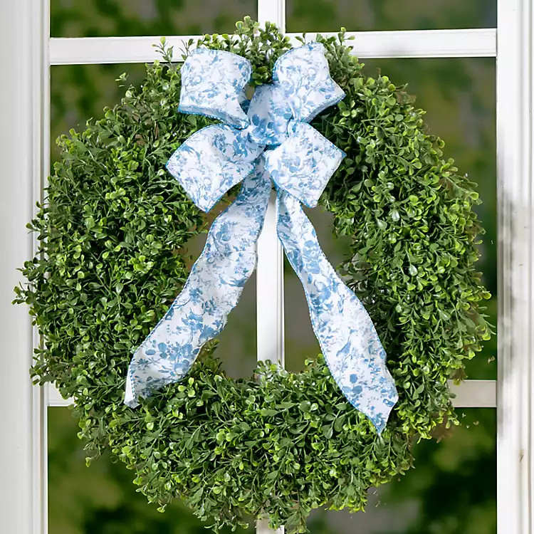 Boxwood Toile Bow Wreath | Kirklands