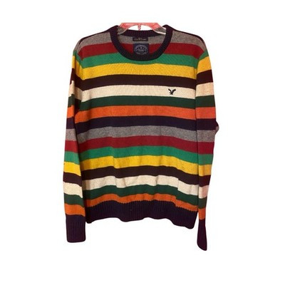 Y2K American Eagle Outfitters Men's Athletic Fit Striped Crewneck Sweater Size L | eBay US