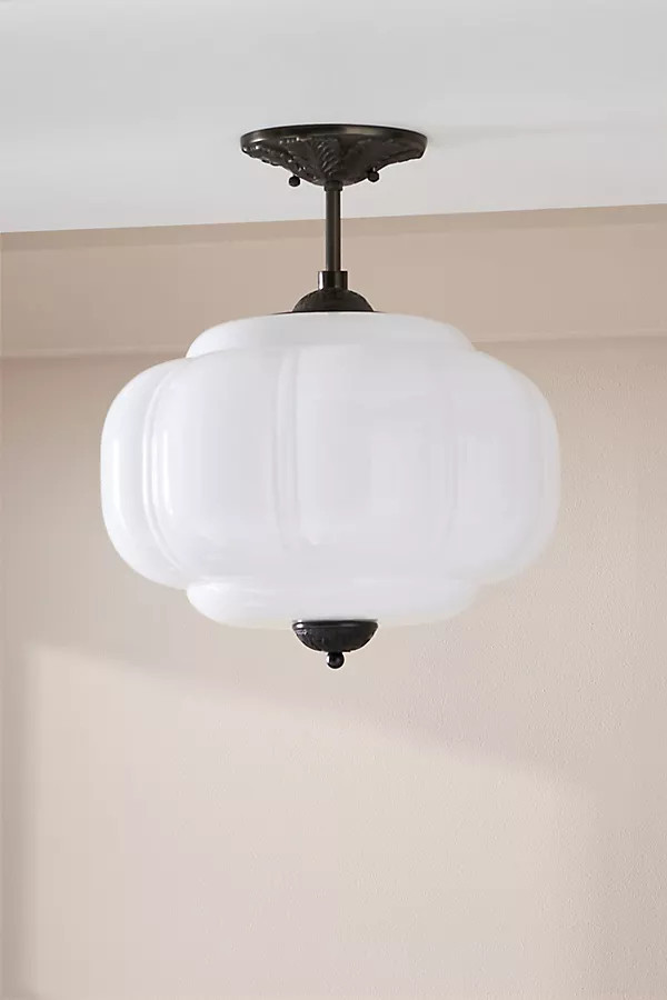 The Eloise Scallop Milk Glass Semi-Flush Mount Ceiling Light | Anthropologie (US)