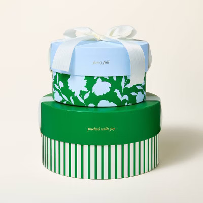 2pk Classic Rose/Stripe Round Gift Boxes Green/Blue - kate spade new york x Target | Target