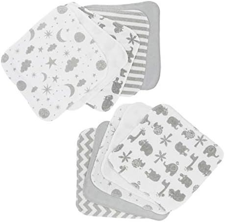 Spasilk Washcloth Wipes Set for Newborn Boys and Girls, Soft Terry Washcloth Set, Pack of 10, Gray C | Amazon (US)